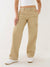 True Religion Women Beige Solid Oversized Mid-Rise Cargo Trouser