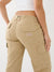 True Religion Women Beige Solid Oversized Mid-Rise Cargo Trouser