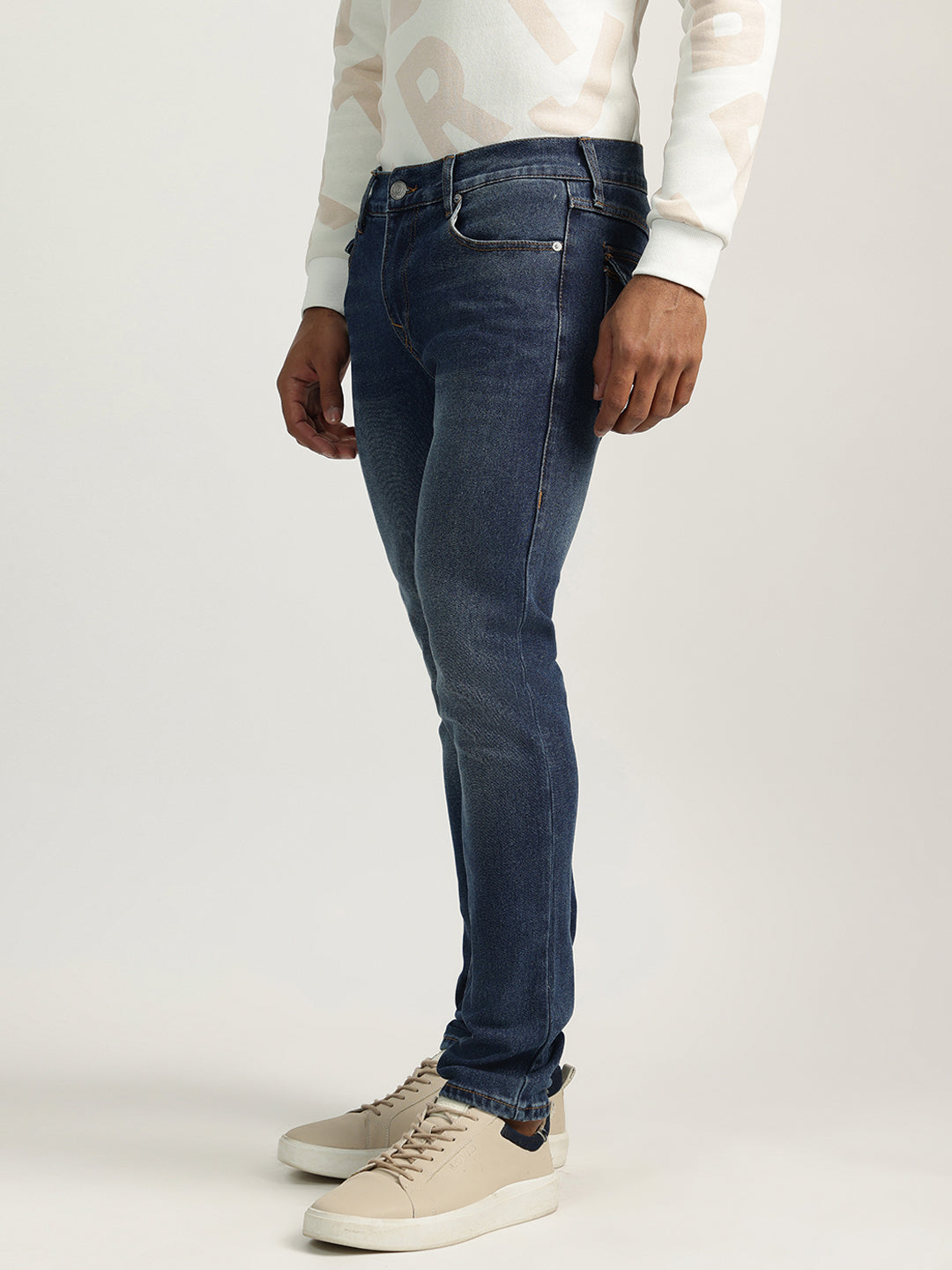 True Religion Sn Rocco Slim Fit Blue Mid-Rise Washed Jeans