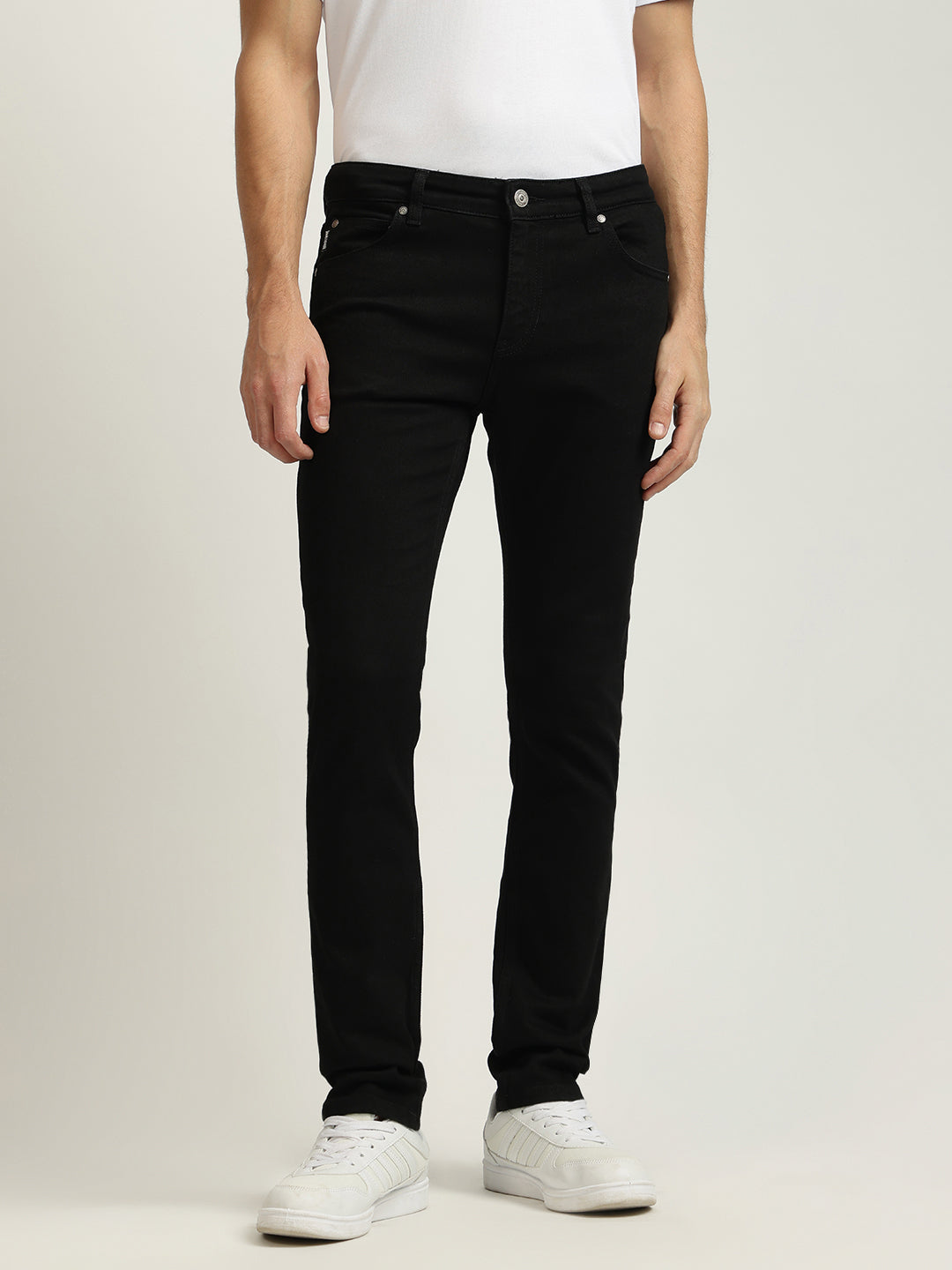 Just Cavalli Men Black Solid Slim Fit Mid-Rise Jeans