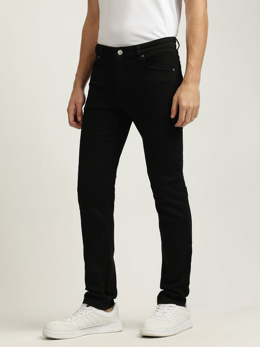 Just Cavalli Men Black Solid Slim Fit Mid-Rise Jeans