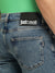 Just Cavalli Men Blue Washed Slim Fit Mid-Rise Jeans