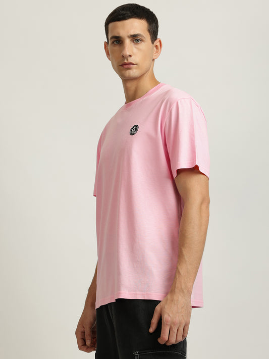 Just Cavalli Men Pink Solid Round Neck Short Sleeves T-shirt