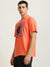 Just Cavalli Men Coral Printed Round Neck Short Sleeves T-shirt