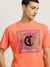 Just Cavalli Men Coral Printed Round Neck Short Sleeves T-shirt