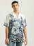 Just Cavalli Men White Printed Cuban Collar Short Sleeves Shirt