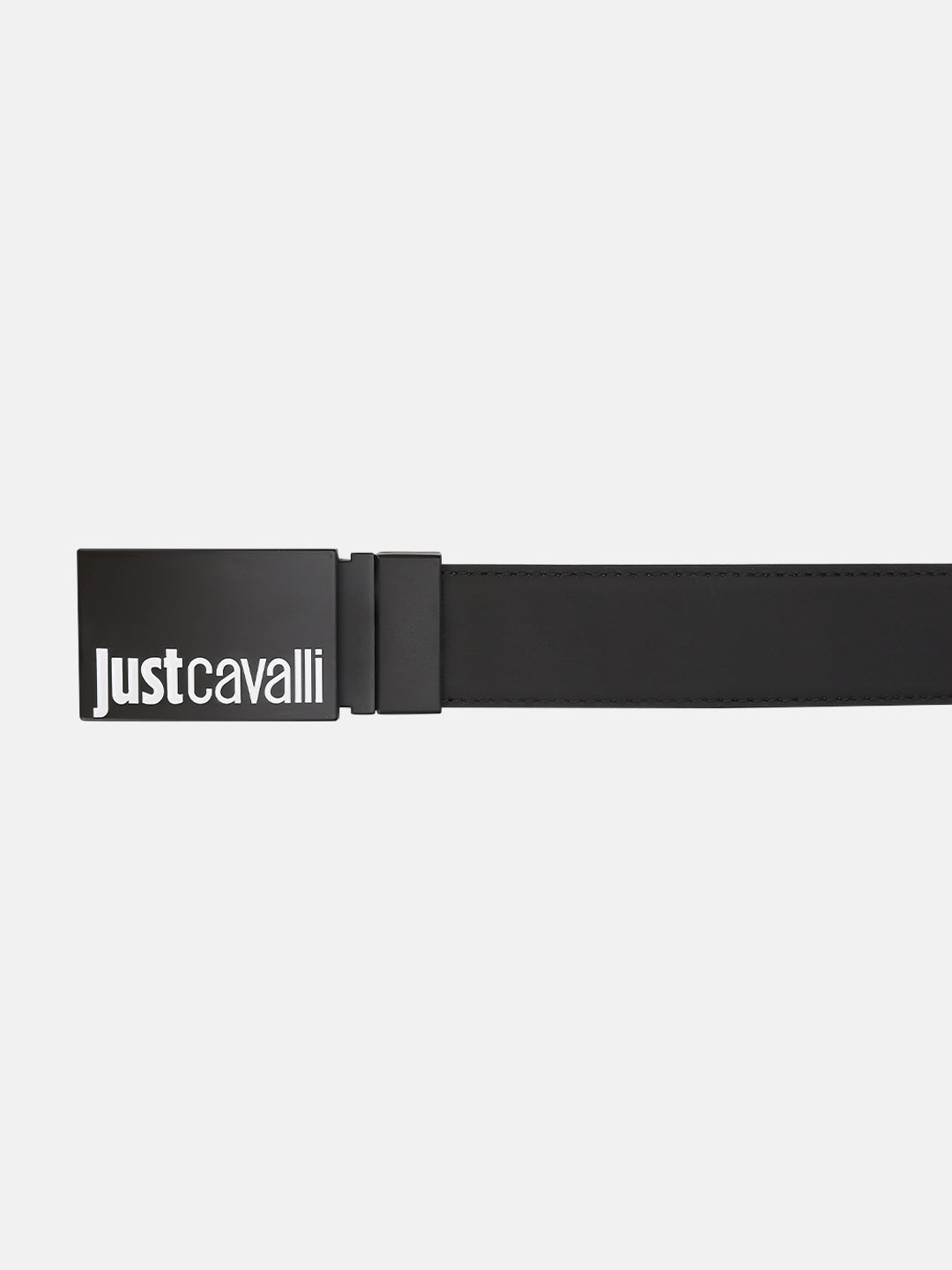 Just Cavalli Men Black Textured Belt With Push Pin Buckle