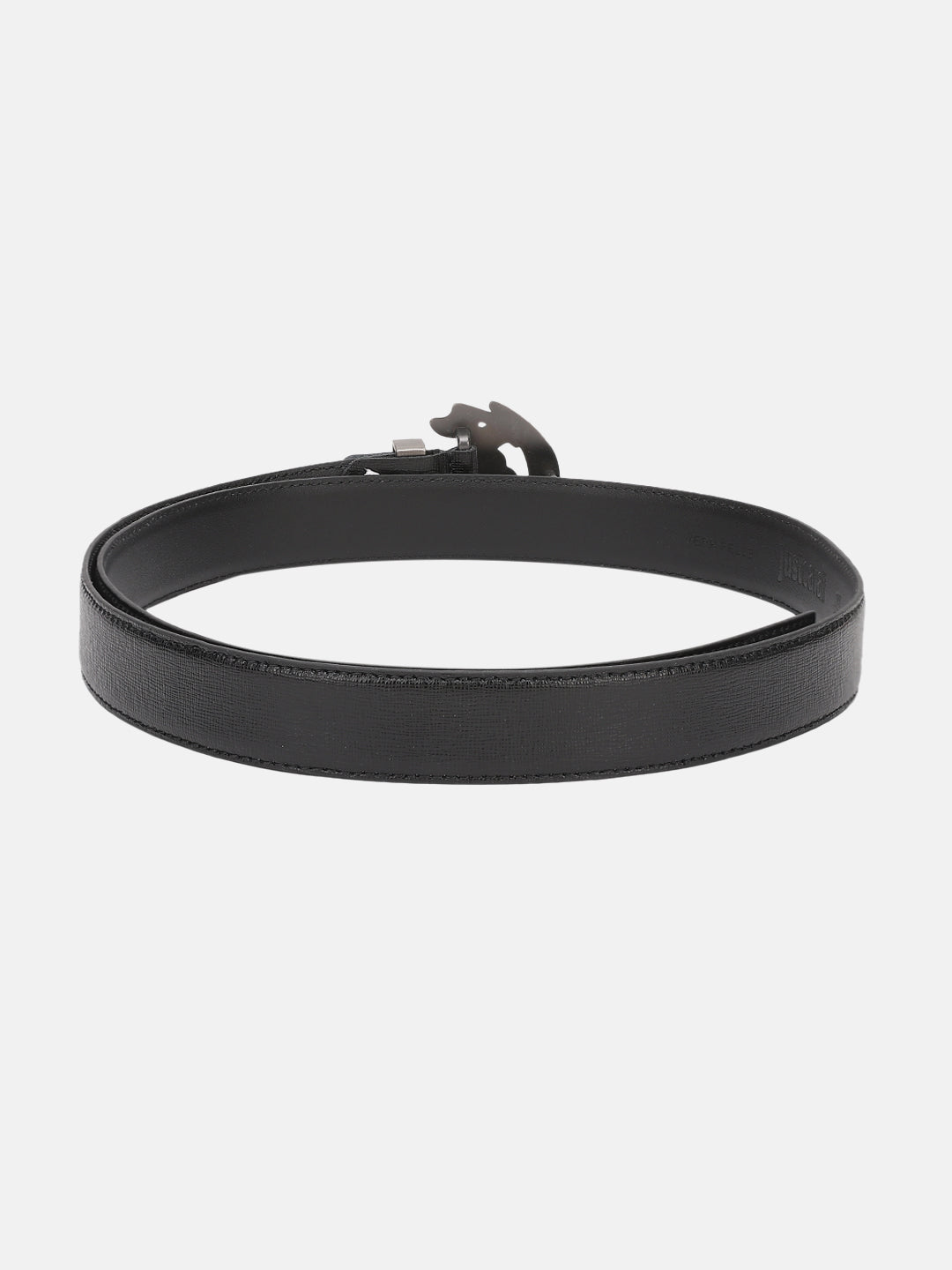 Just Cavalli Men Black Textured Belt With Push Pin Buckle