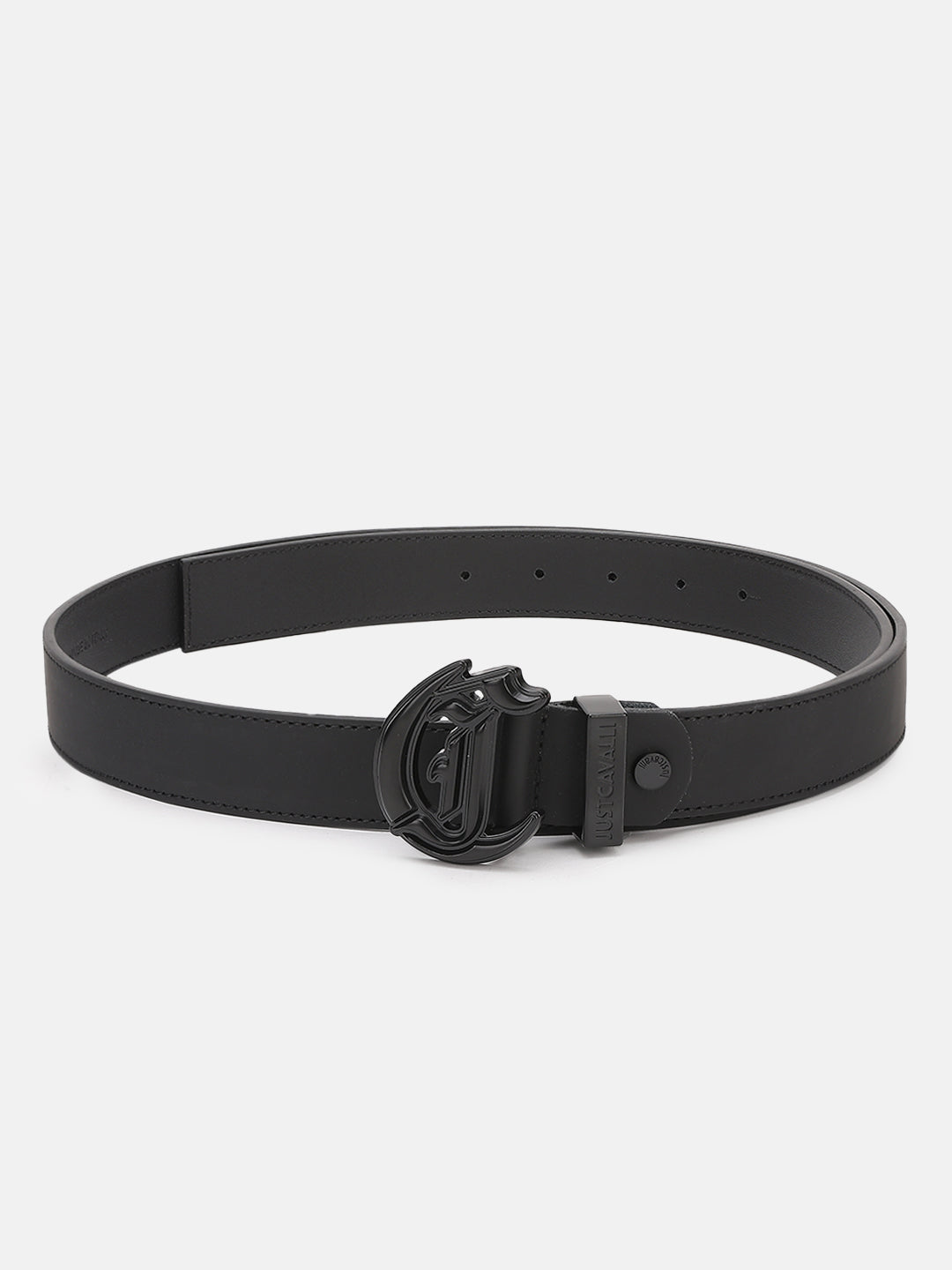 Just Cavalli Men Black Solid Belt With Push Pin Buckle