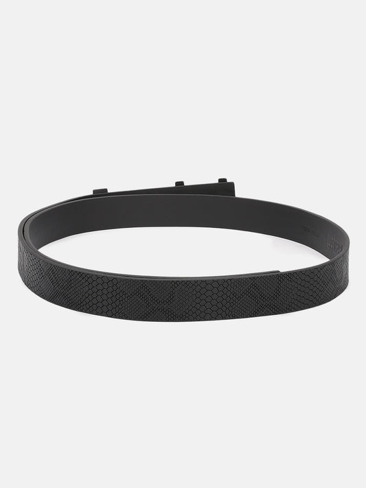 Just Cavalli Men Black Textured Belt With Push Pin Buckle