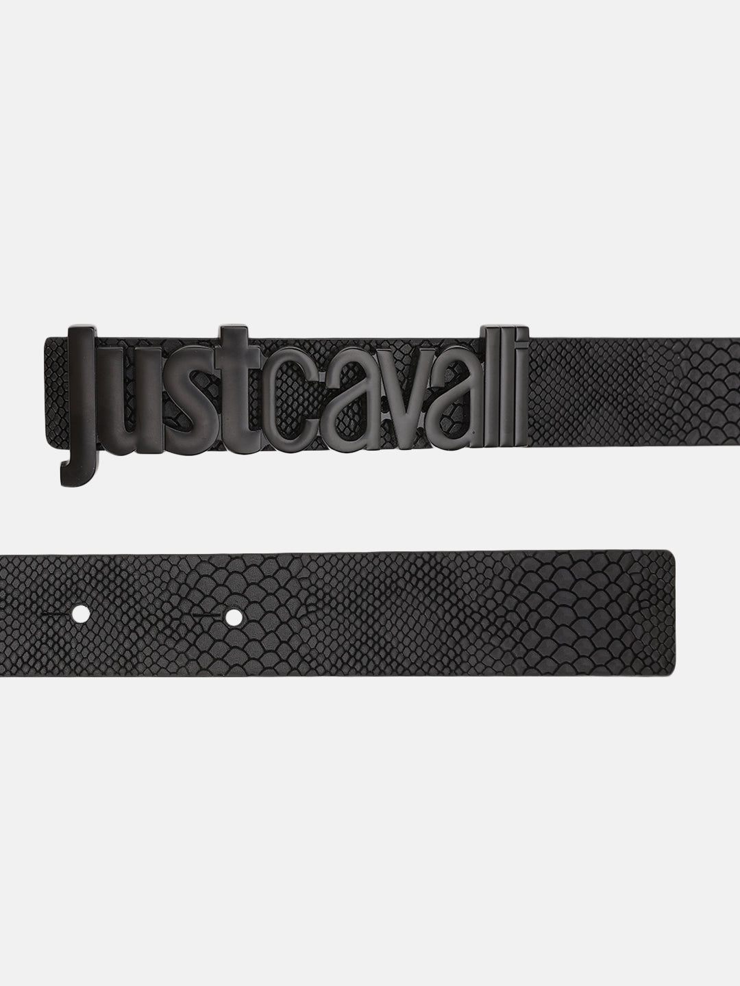 Just Cavalli Men Black Textured Belt With Push Pin Buckle