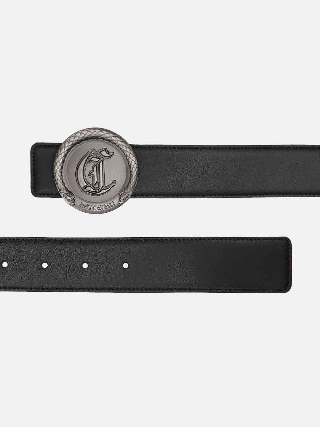 Just Cavalli Men Black Solid Belt With Push Pin Buckle