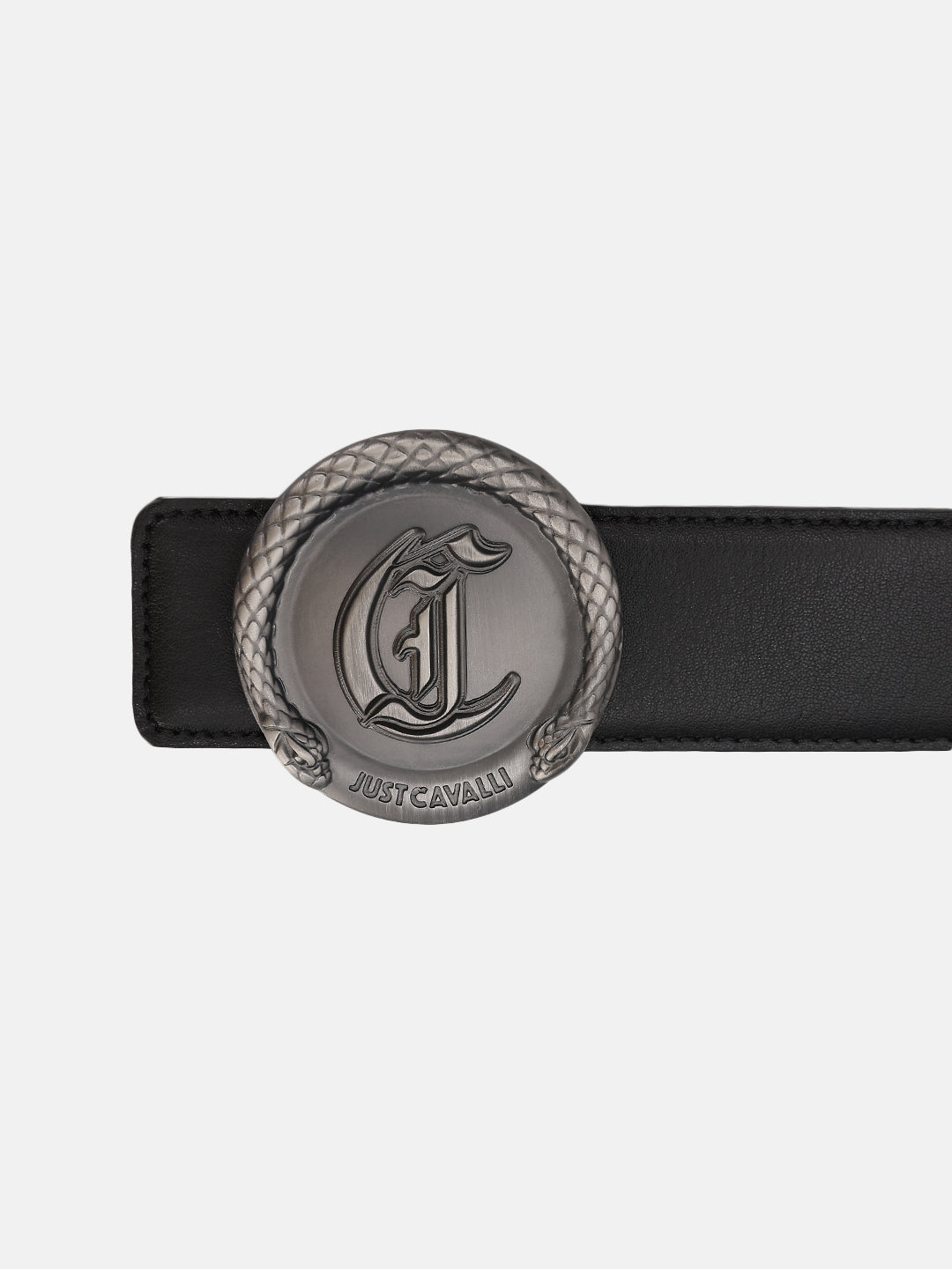 Just Cavalli Men Black Solid Belt With Push Pin Buckle