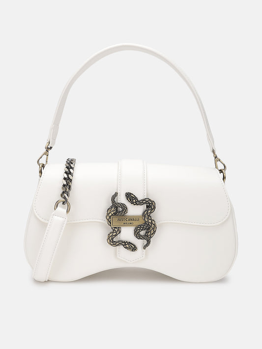 Just Cavalli Women White Solid Sling Bag