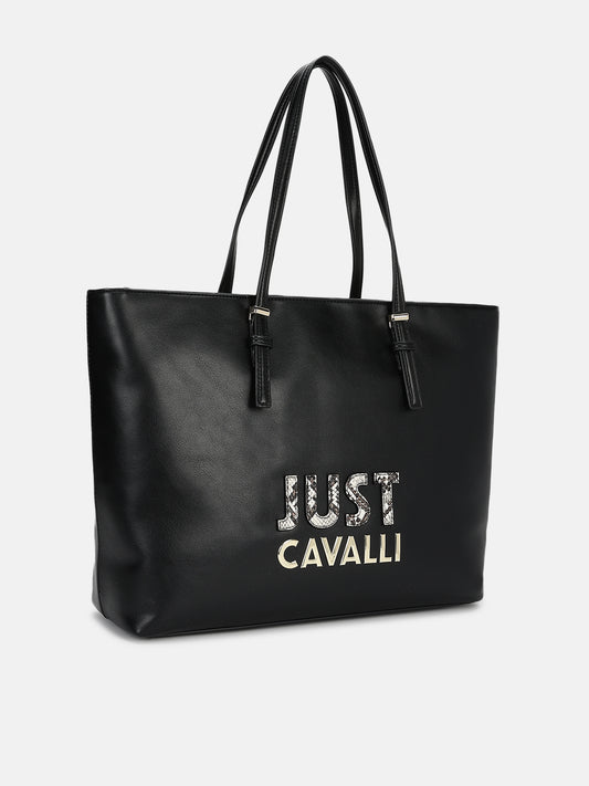 Just Cavalli Women Black Solid Tote Bag