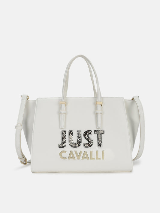 Just Cavalli Women White Solid Tote Bag