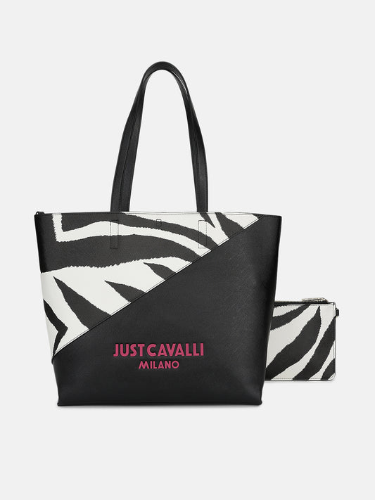 Just Cavalli Women Black Printed Tote Bag