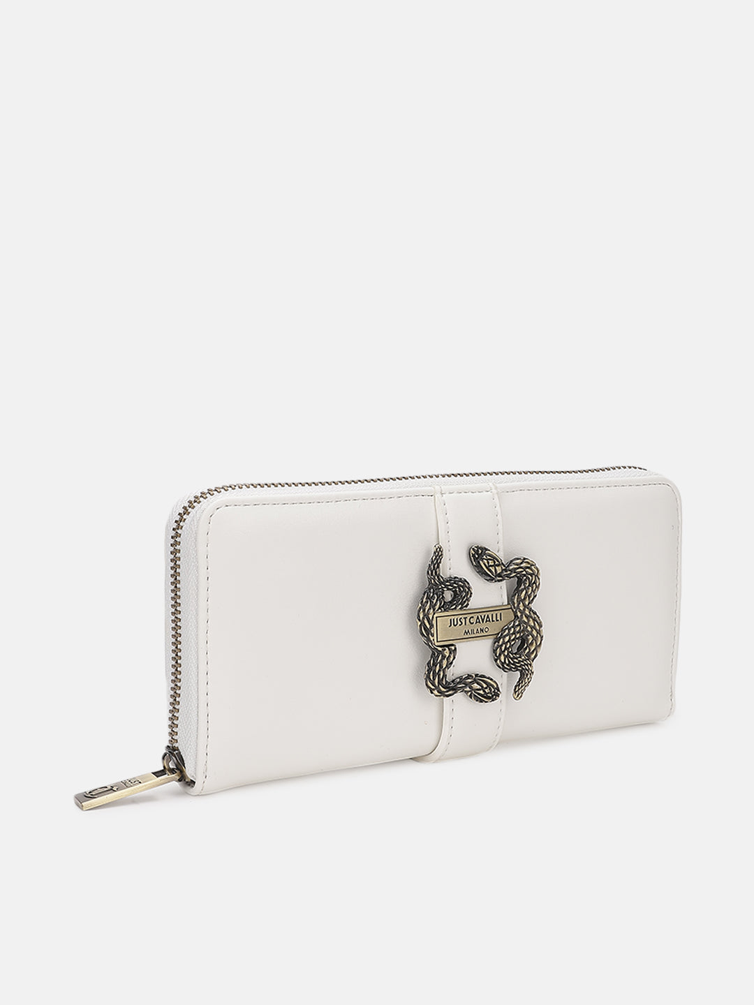 Just Cavalli Women White Solid Zip Around Wallet