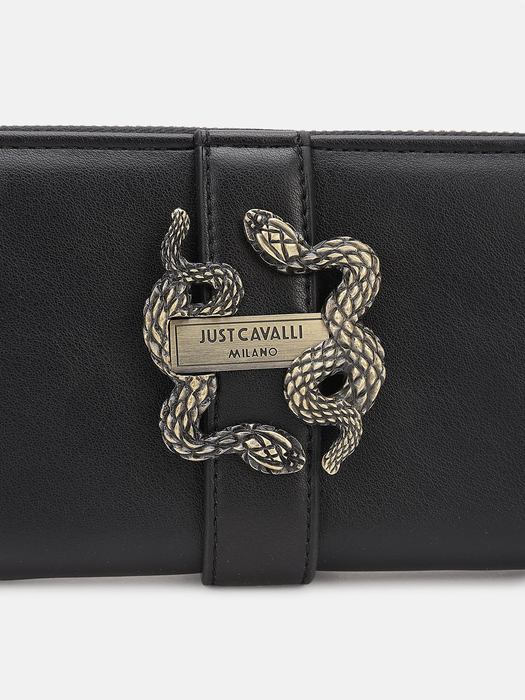 Just Cavalli Women Black Solid Zip Around Wallet