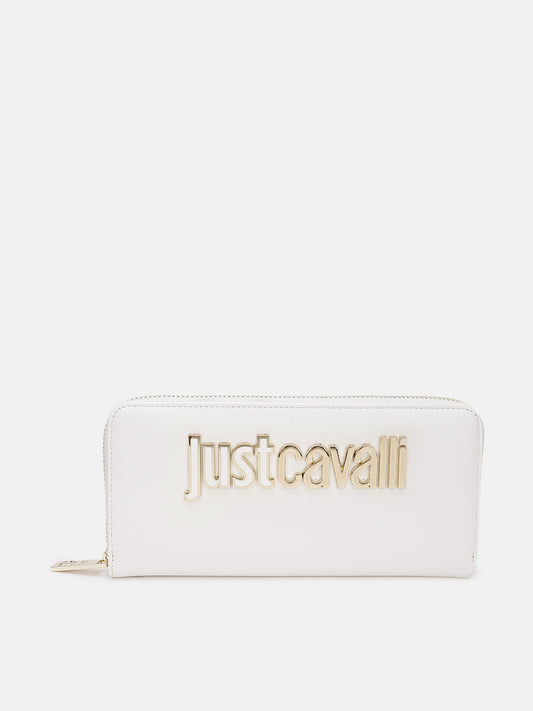 Just Cavalli Women White Solid Zip Around Wallet