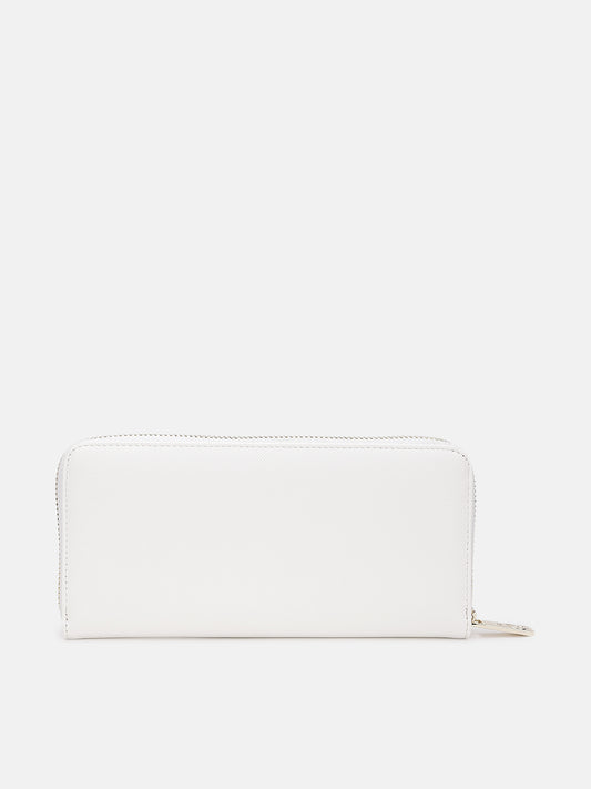 Just Cavalli Women White Solid Zip Around Wallet