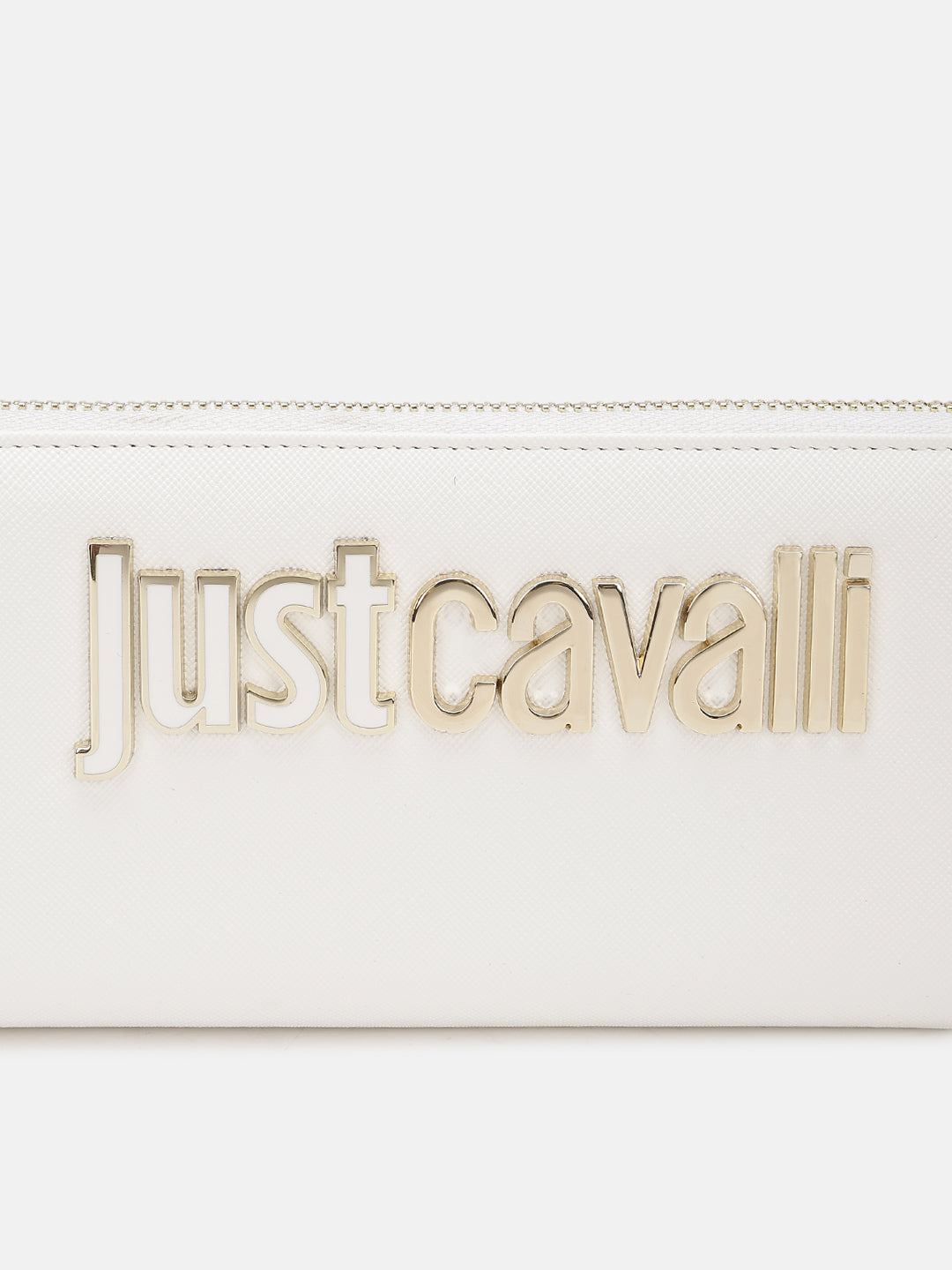 Just Cavalli Women White Solid Zip Around Wallet