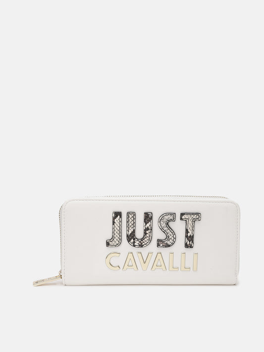 Just Cavalli Women White Solid Zip Around Wallet