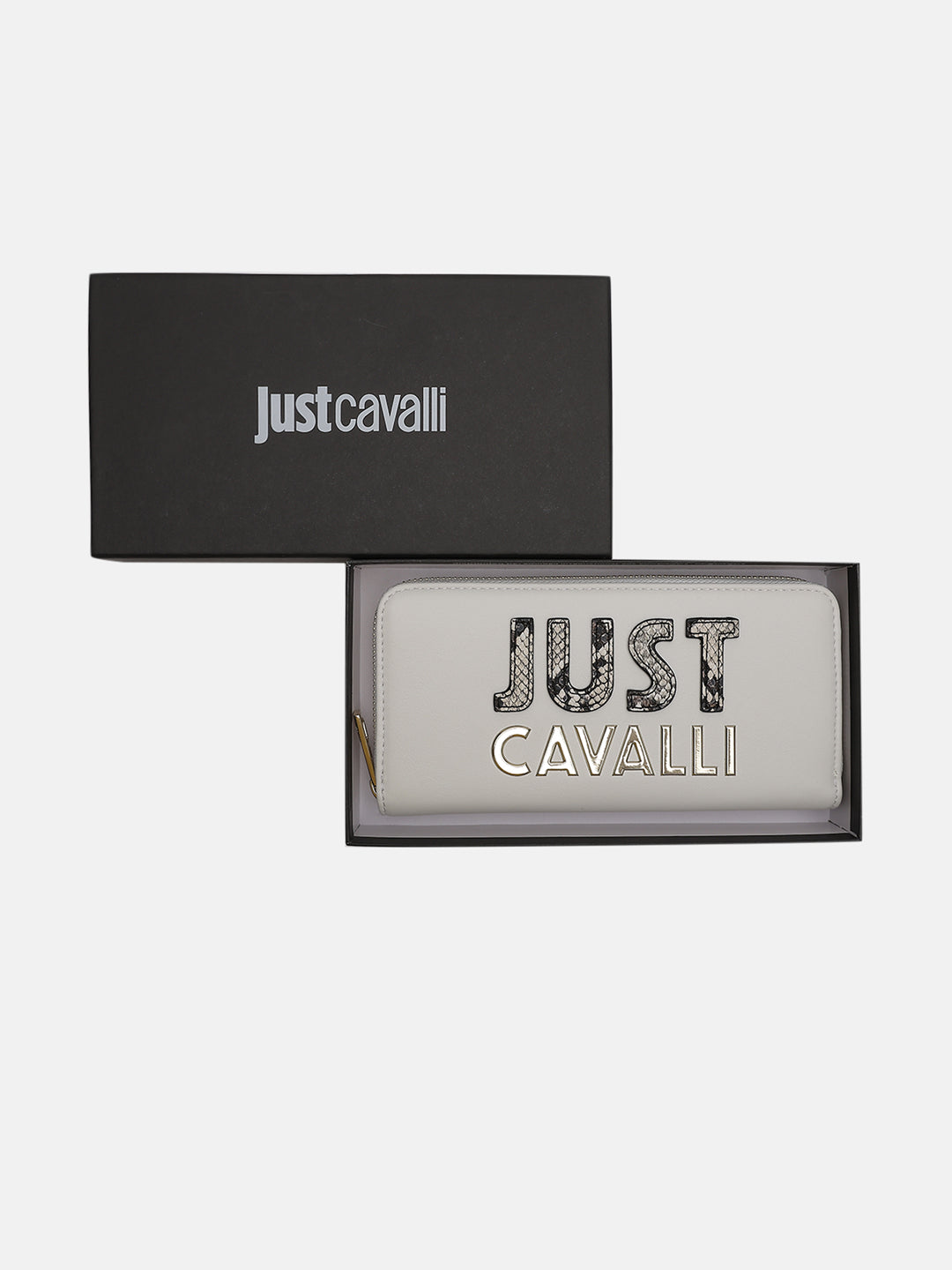 Just Cavalli Women White Solid Zip Around Wallet