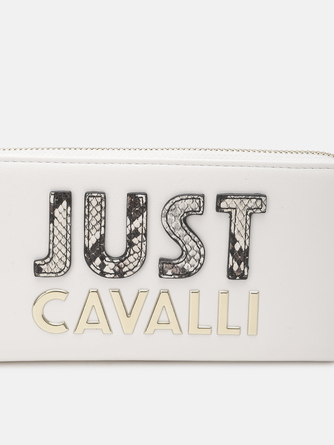 Just Cavalli Women White Solid Zip Around Wallet