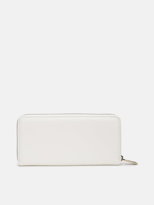 Just Cavalli Women White Solid Zip Around Wallet