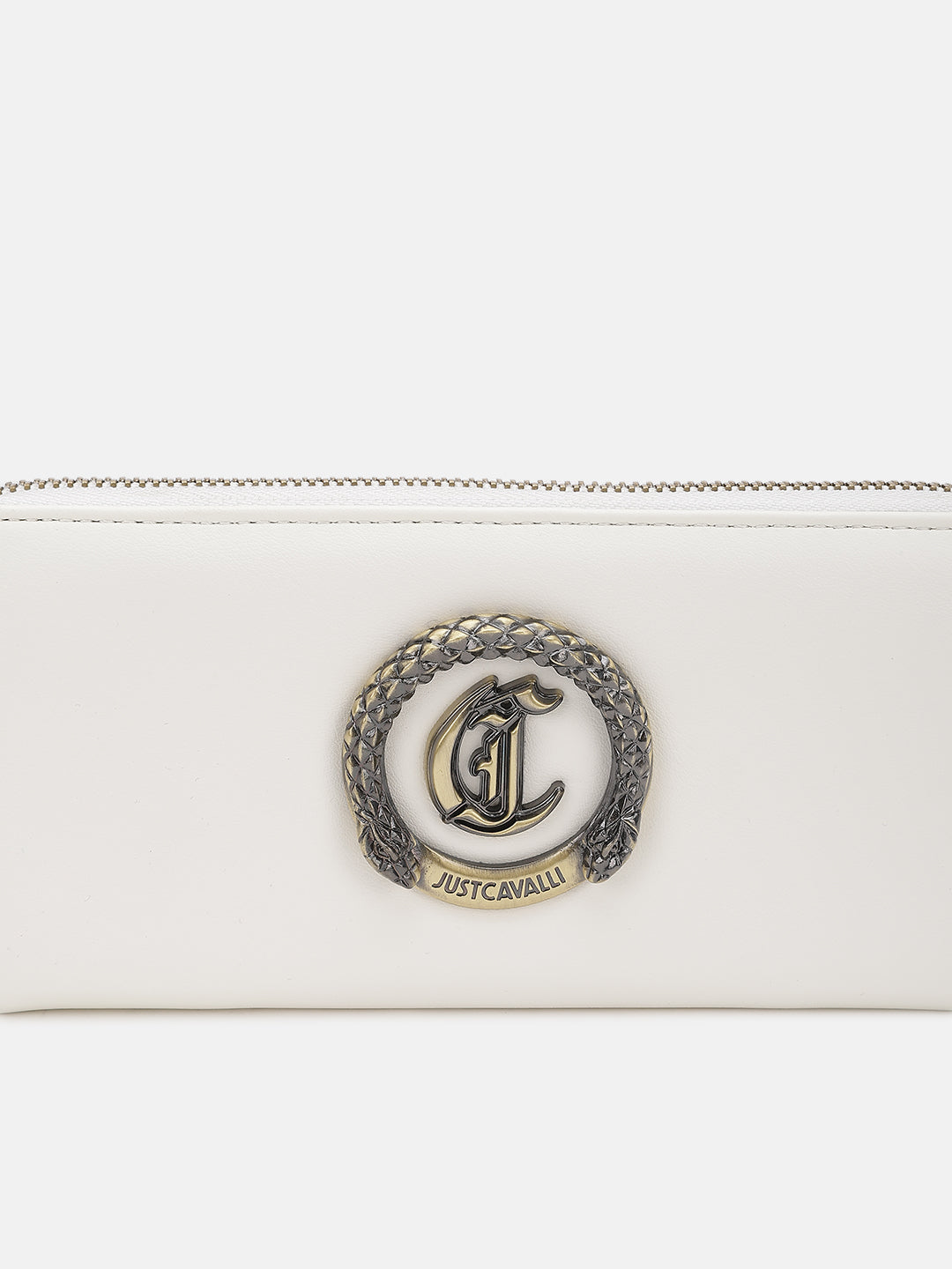 Just Cavalli Women White Solid Zip Around Wallet