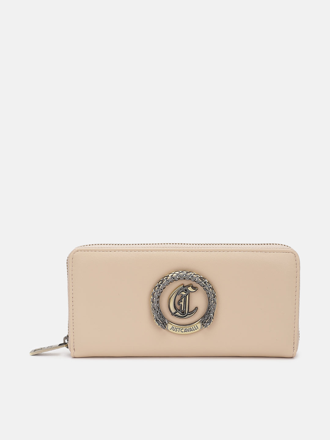 Just Cavalli Women Beige Solid Zip Around Wallet