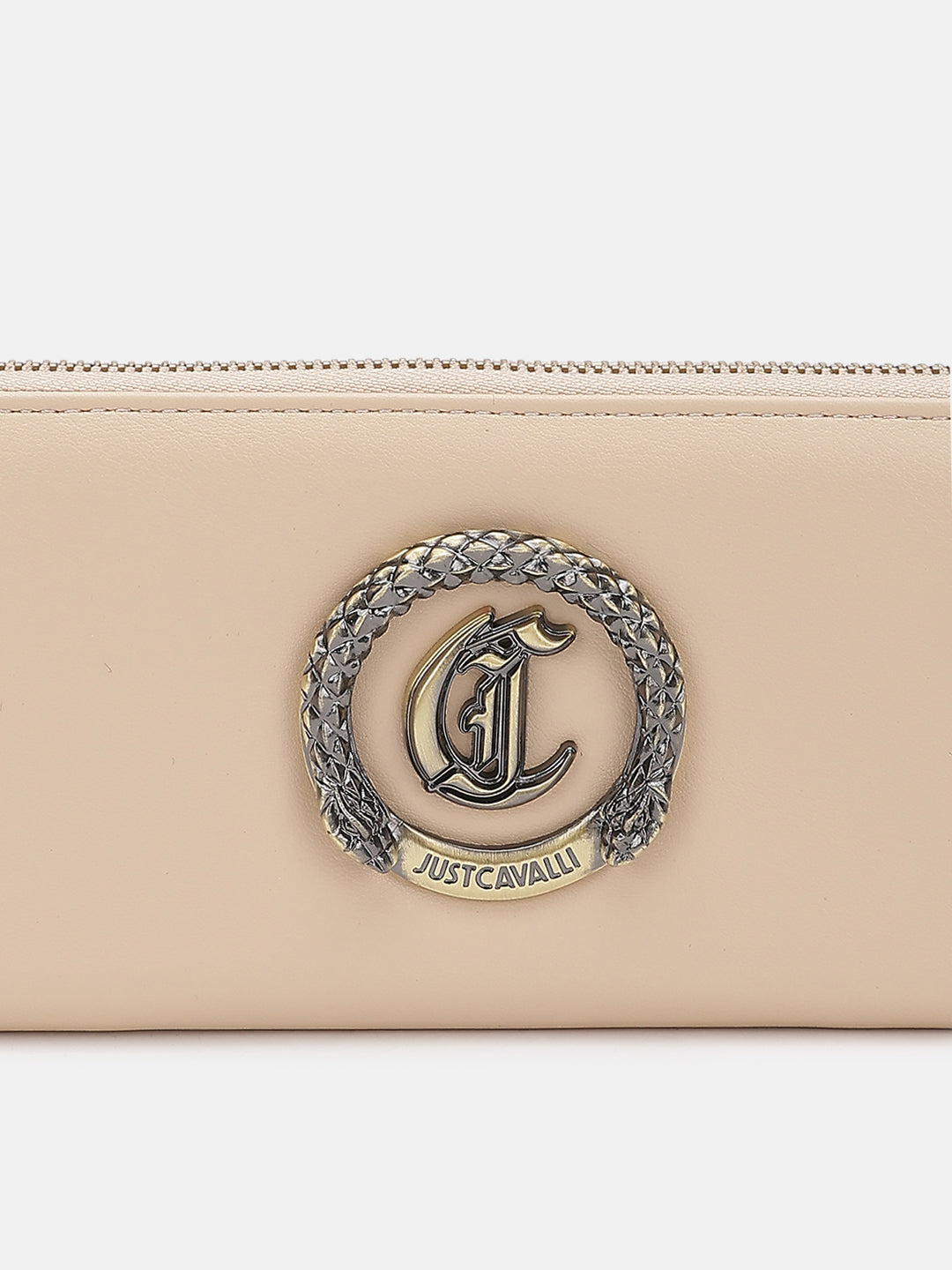 Just Cavalli Women Beige Solid Zip Around Wallet