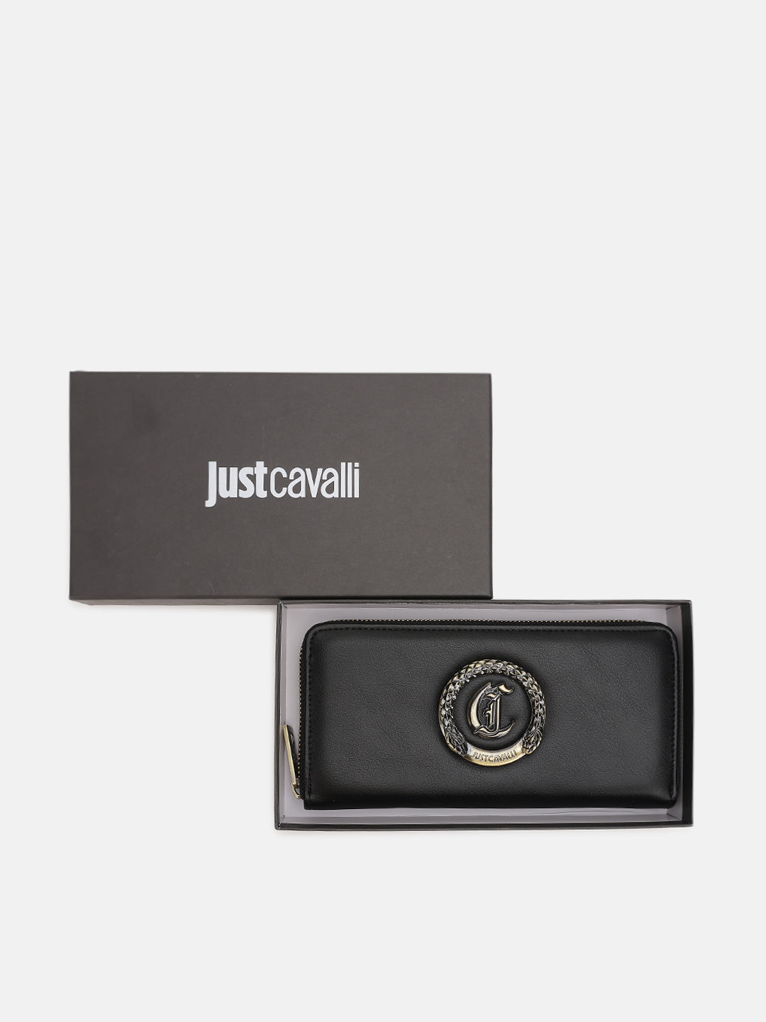 Just Cavalli Women Black Solid Zip Around Wallet