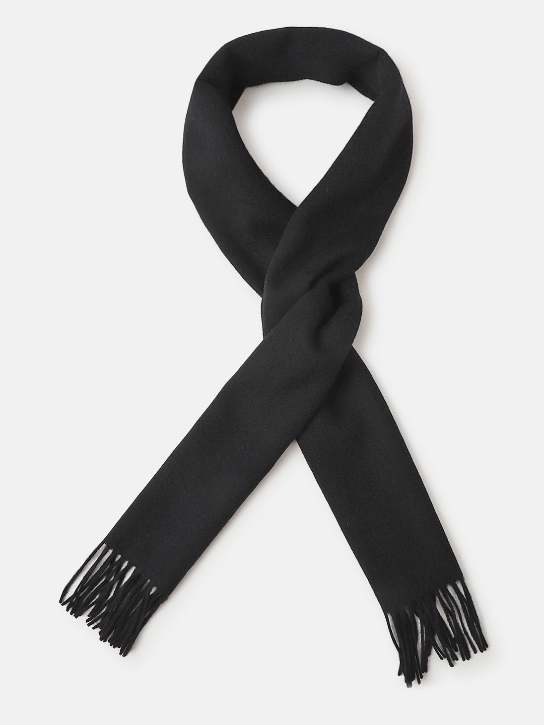 Bruun & Stengade Men Black Solid Fringed Scarf