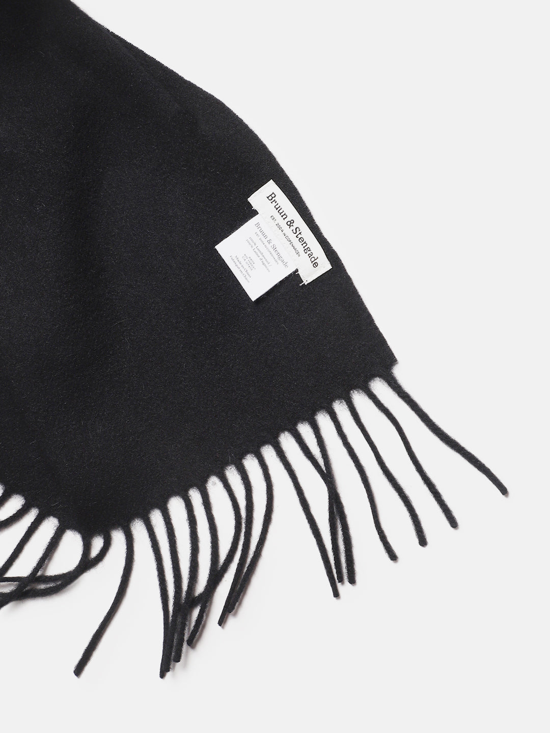 Bruun & Stengade Men Black Solid Fringed Scarf