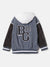 Blue Giraffe Boys Color-Blocked Hooded Full Sleeves Varsity Jacket