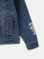 Blue Giraffe Boys Blue Washed Spread Collar Full Sleeves Denim Jacket