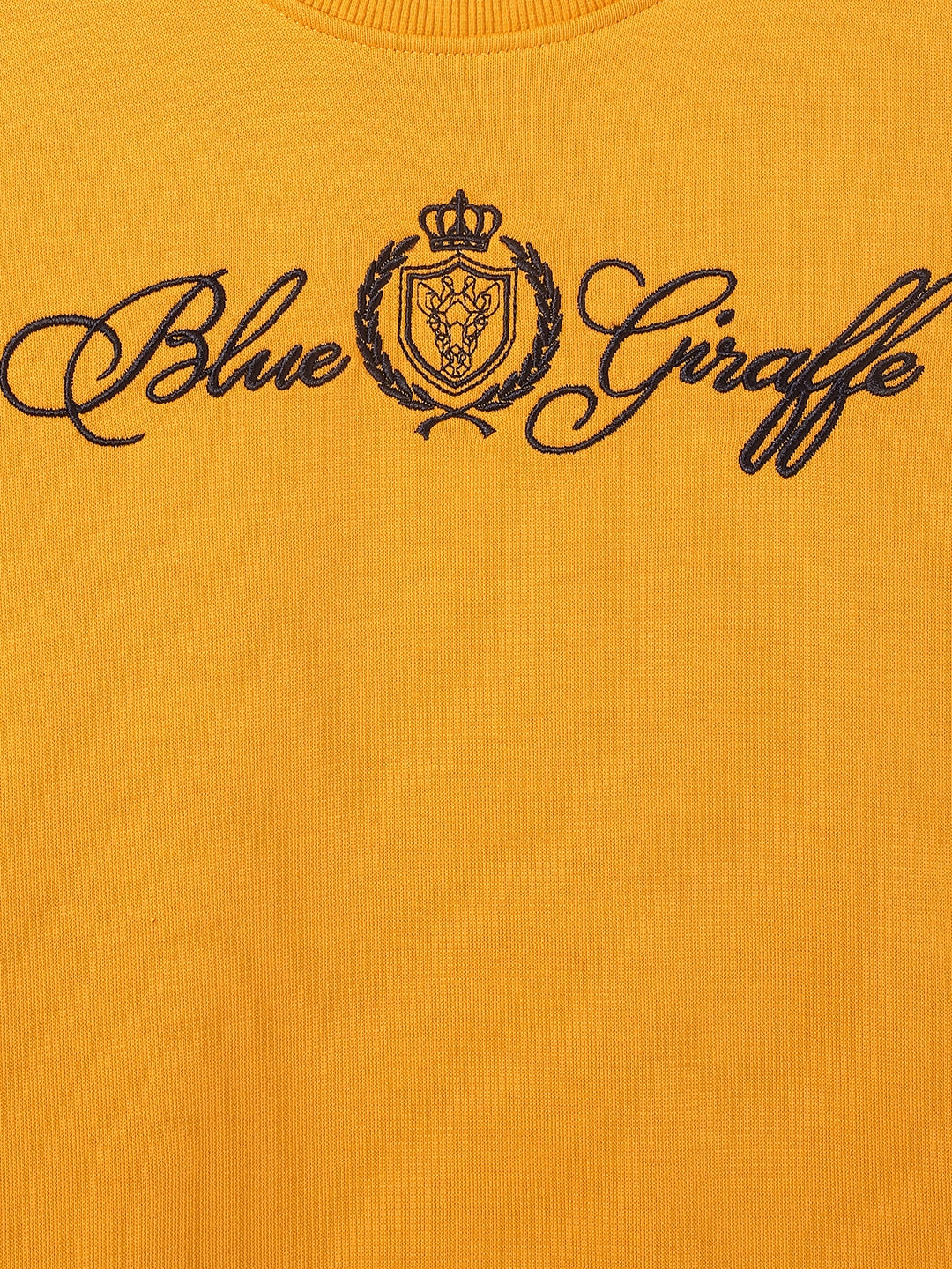 Blue Giraffe Boys Mustard Solid Round Neck Full Sleeves Pullover Style Sweatshirt