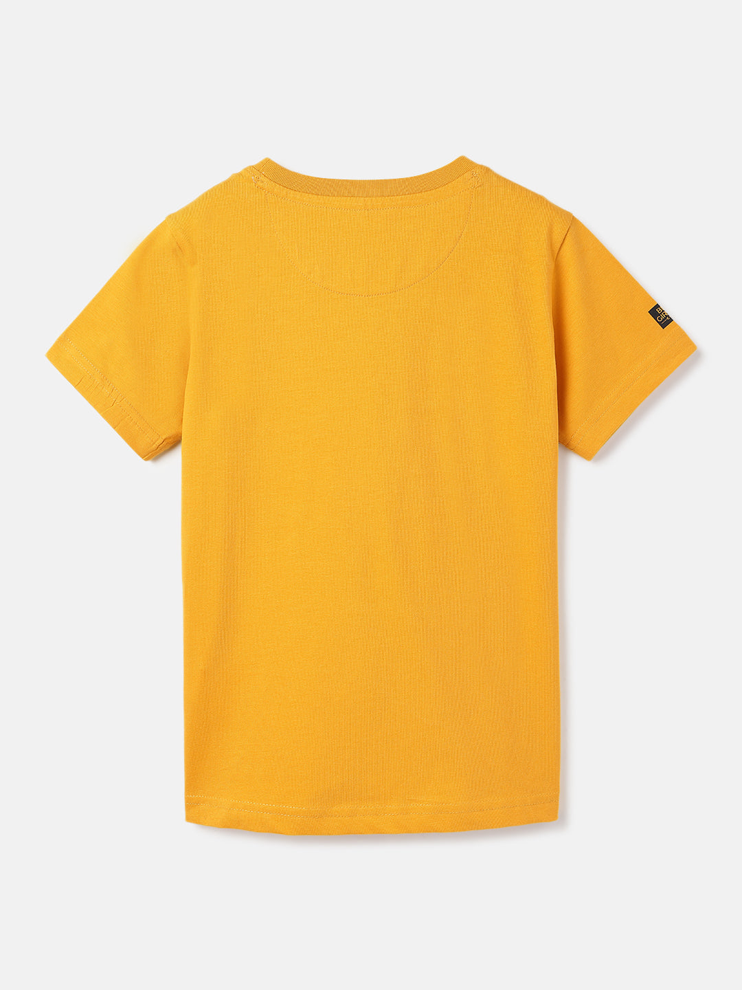 Blue Giraffe Boys Yellow Solid Round Neck  Short Sleeve T-shirt