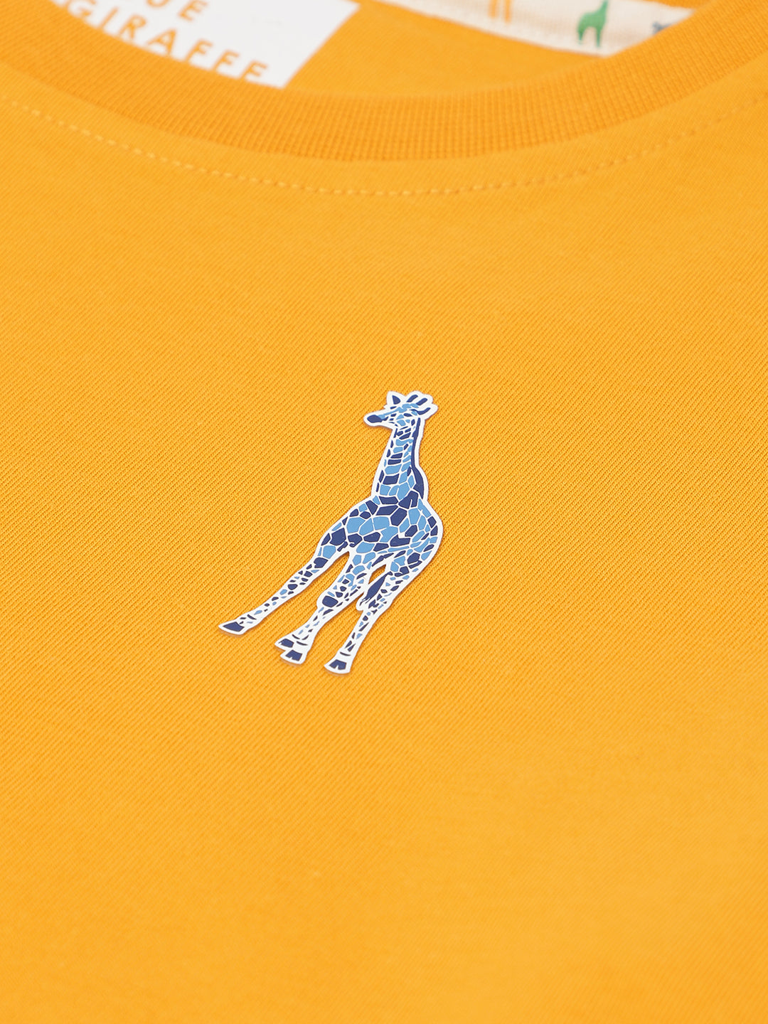 Blue Giraffe Boys Yellow Solid Round Neck  Short Sleeve T-shirt