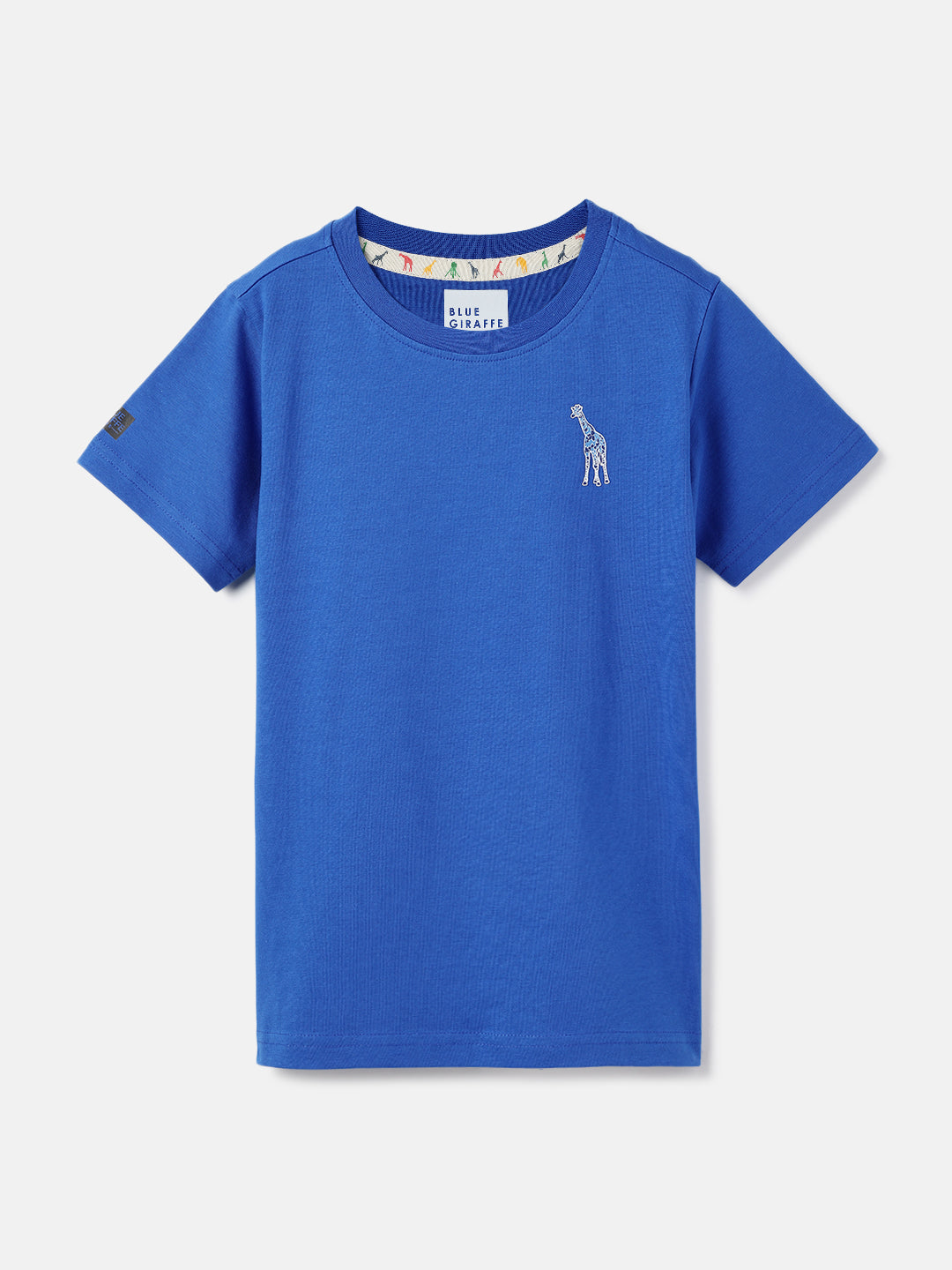 Blue Giraffe Boys Deep Blue Solid Round Neck  Short Sleeve T-shirt