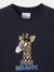 Blue Giraffe Boys Navy Blue Printed Round Neck Short Sleeves T-Shirt