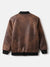 Blue Giraffe Boys Brown Solid Stand Collar Full Sleeves Bomber Jacket