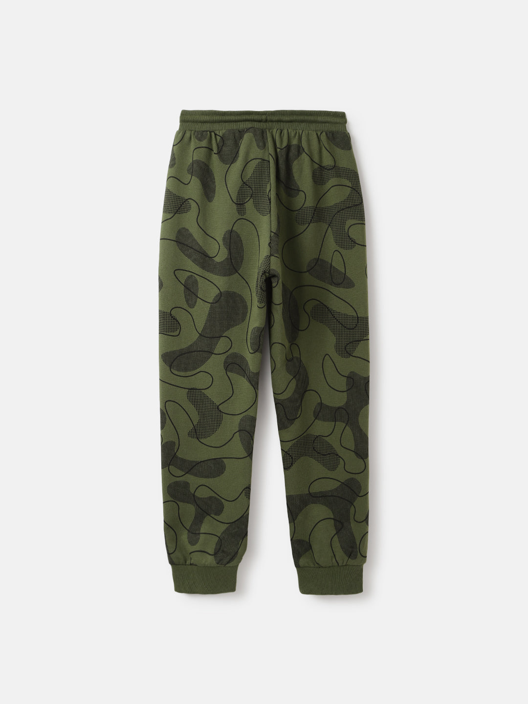 Blue Giraffe Boys Olive Printed Regular Fit Mid-Rise Joggers Style Track Pant