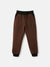 Blue Giraffe Boys Brown Solid Regular Fit Mid-Rise Joggers Style Track Pant