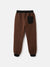 Blue Giraffe Boys Brown Solid Regular Fit Mid-Rise Joggers Style Track Pant