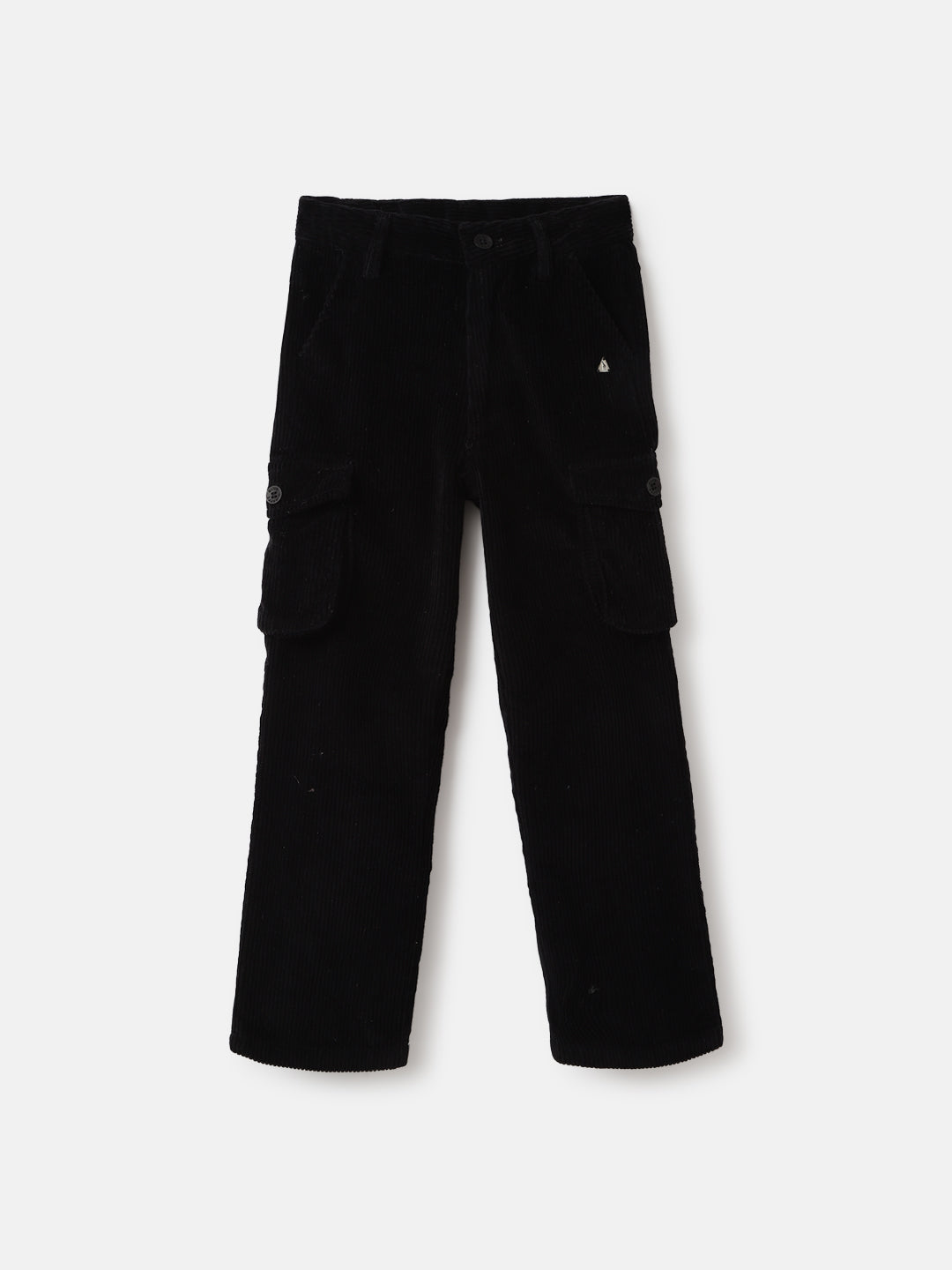 Blue Giraffe Boys Black Solid Straight Fit Mid-Rise Flat Front Trouser