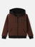 Blue Giraffe Boys Brown Hooded Full Sleeves Quilted Sweatshirt