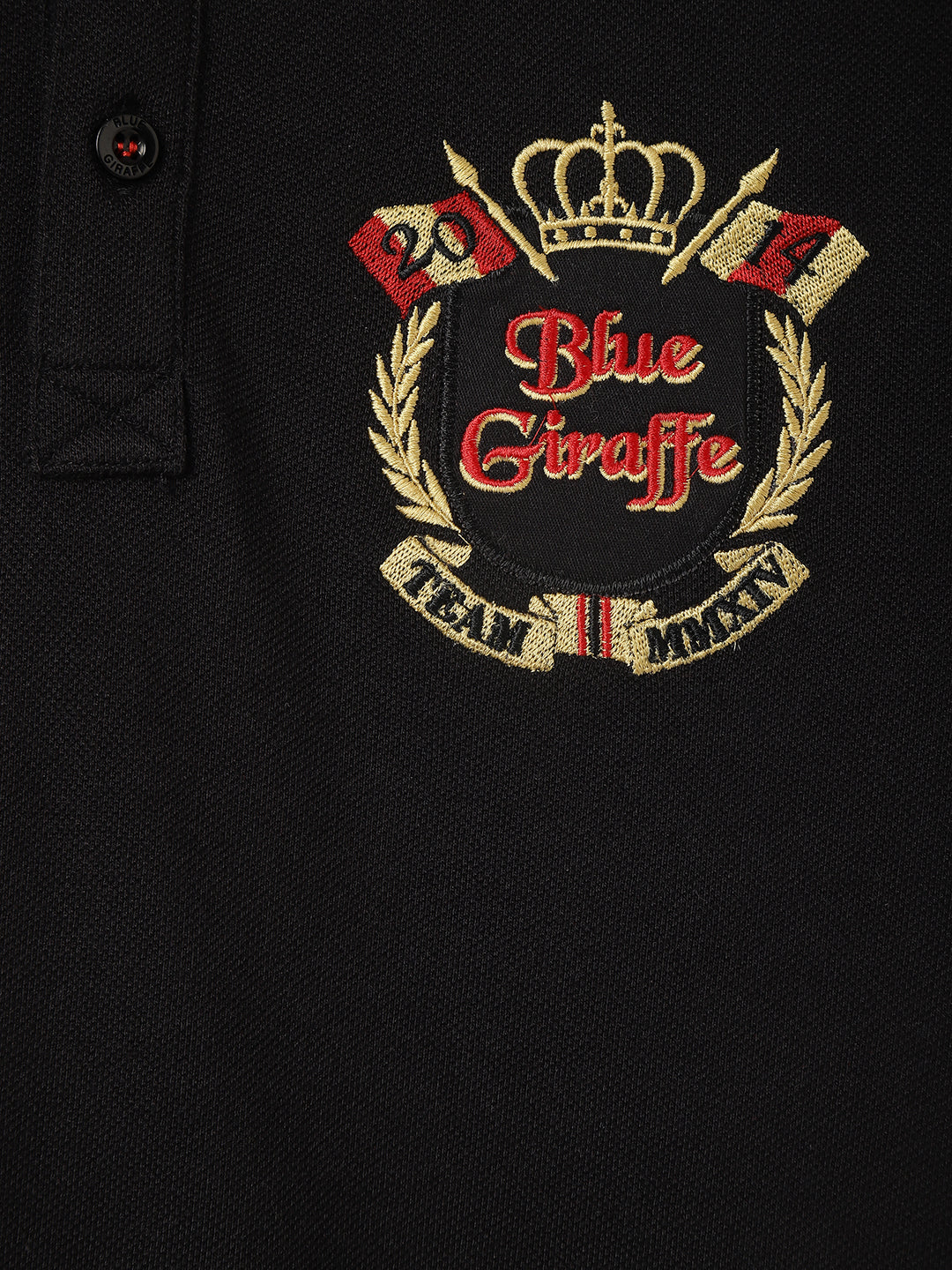 Blue Giraffe Boys Black Solid Polo Collar Short Sleeves T-Shirt